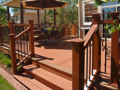 newly stained wooden deck