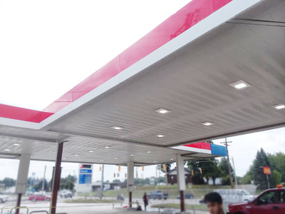 painted gas station canopy