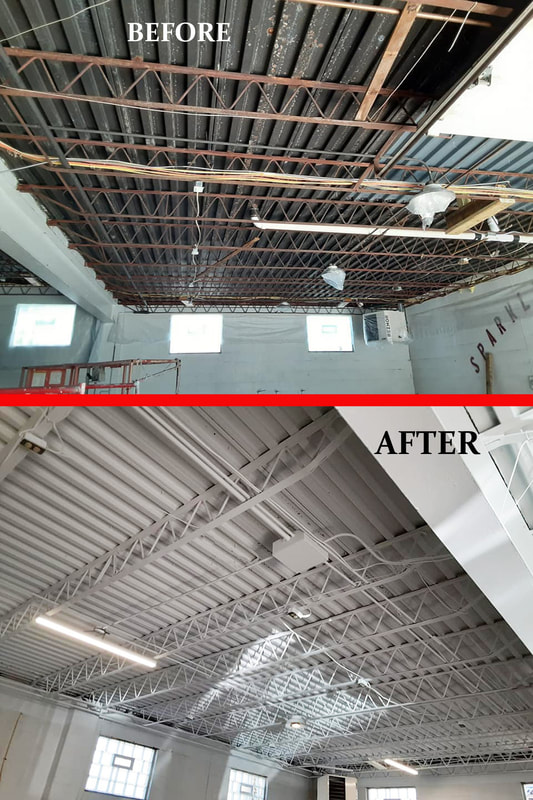 repaint steel trusses before after