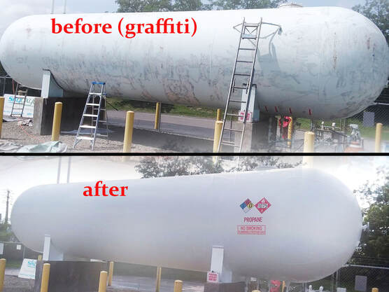 propane tank repainted before after