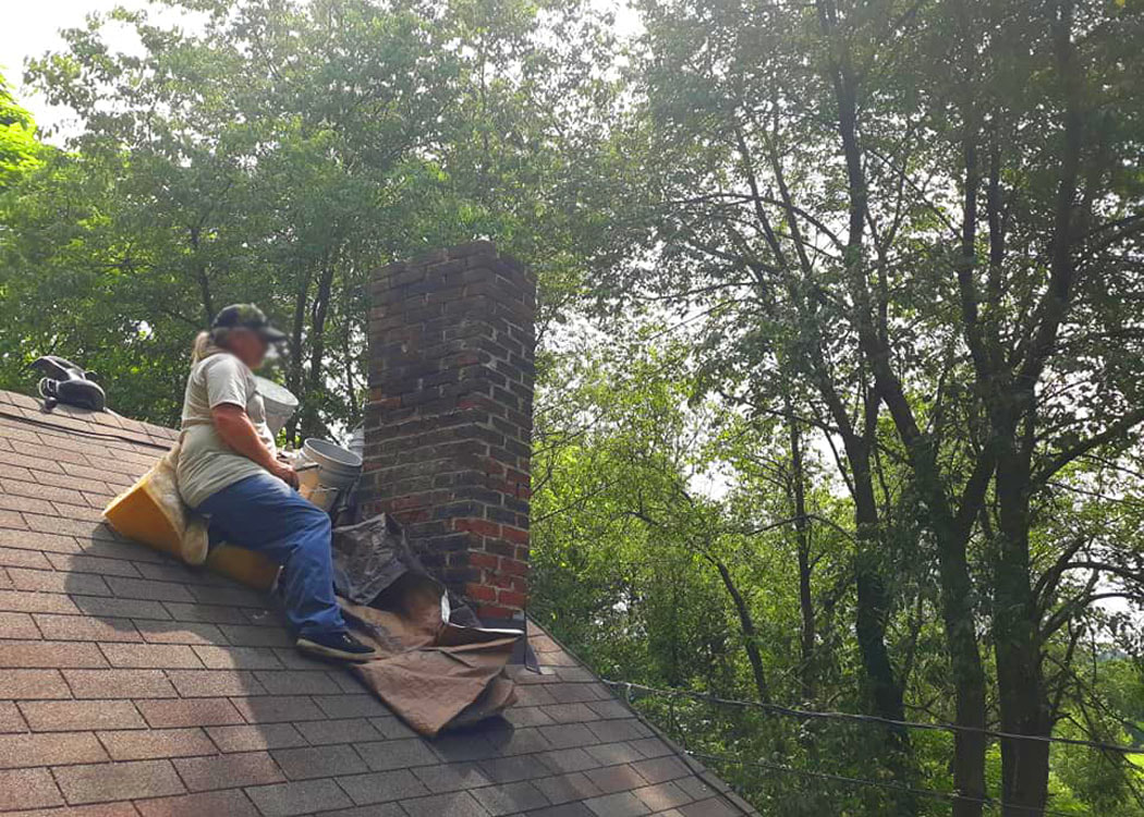 chimney being repointed